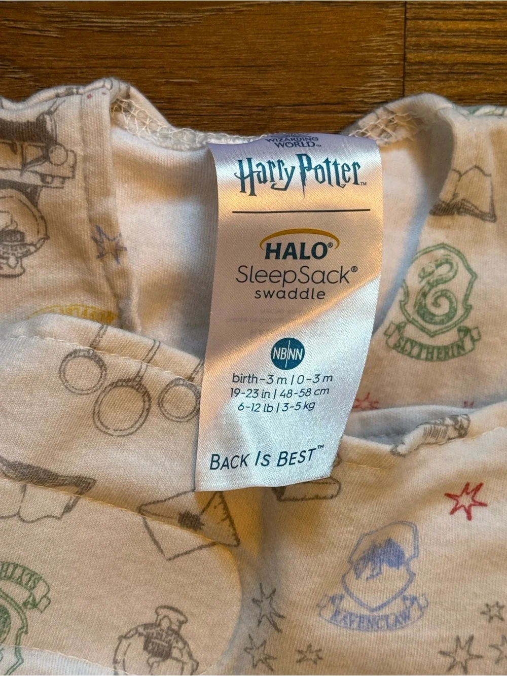 Neutral Cream Kids Pajama Sleep Sack with Multicolor Wizard Icons